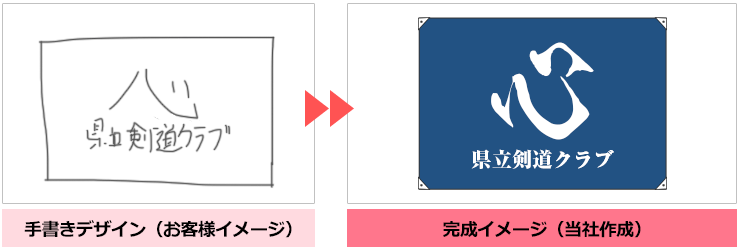 お客様の手書きデザインから当社作成の完成イメージ