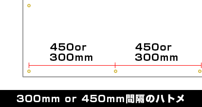 300mm or 450mm間隔のハトメ